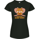 Red Panda Bear Funny Sleep Sleeping Womens Petite Cut T-Shirt Black