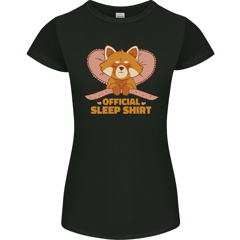 Red Panda Bear Funny Sleep Sleeping Womens Petite Cut T-Shirt Black
