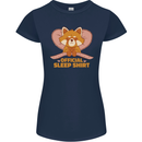 Red Panda Bear Funny Sleep Sleeping Womens Petite Cut T-Shirt Navy Blue
