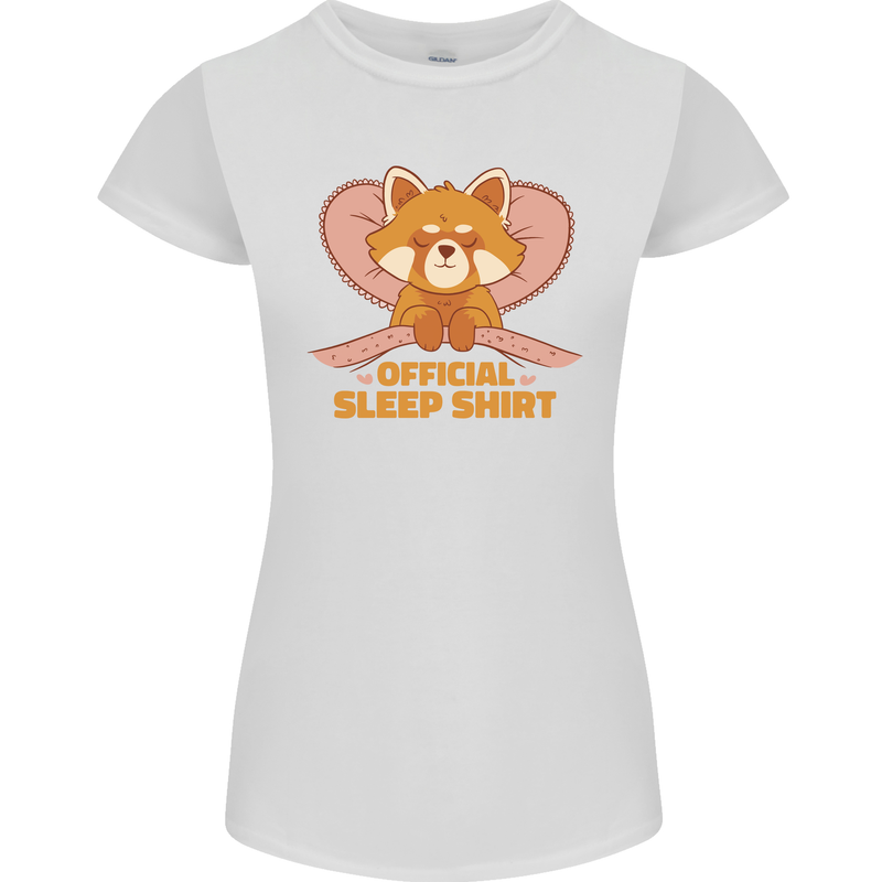 Red Panda Bear Funny Sleep Sleeping Womens Petite Cut T-Shirt White