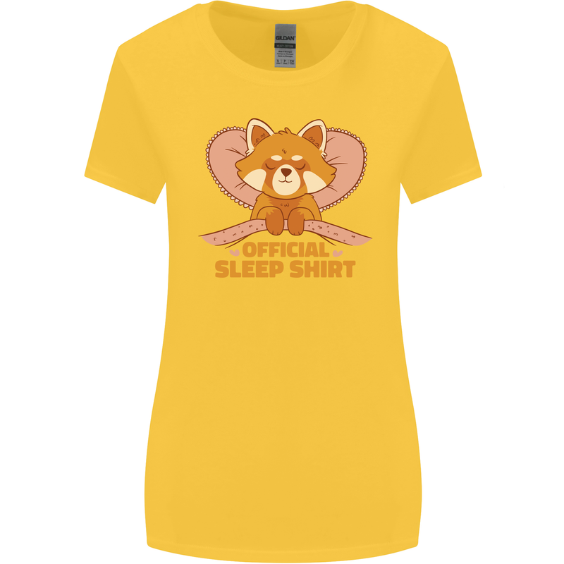 Red Panda Bear Funny Sleep Sleeping Womens Wider Cut T-Shirt Yellow