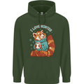 Red Panda Bear I Love Winter Childrens Kids Hoodie Forest Green