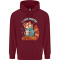 Red Panda Bear I Love Winter Childrens Kids Hoodie Maroon