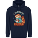 Red Panda Bear I Love Winter Childrens Kids Hoodie Navy Blue