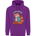 Red Panda Bear I Love Winter Childrens Kids Hoodie Purple
