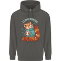 Red Panda Bear I Love Winter Childrens Kids Hoodie Storm Grey