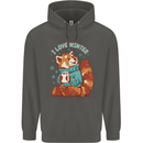 Red Panda Bear I Love Winter Childrens Kids Hoodie Storm Grey