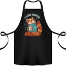 Red Panda Bear I Love Winter Cotton Apron 100% Organic Black