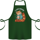 Red Panda Bear I Love Winter Cotton Apron 100% Organic Forest Green