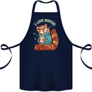 Red Panda Bear I Love Winter Cotton Apron 100% Organic Navy Blue