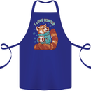 Red Panda Bear I Love Winter Cotton Apron 100% Organic Royal Blue