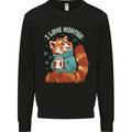 Red Panda Bear I Love Winter Kids Sweatshirt Jumper Black