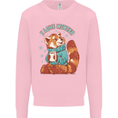 Red Panda Bear I Love Winter Kids Sweatshirt Jumper Light Pink