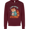 Red Panda Bear I Love Winter Kids Sweatshirt Jumper Maroon