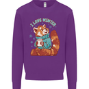Red Panda Bear I Love Winter Kids Sweatshirt Jumper Purple