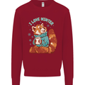 Red Panda Bear I Love Winter Kids Sweatshirt Jumper Red