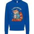 Red Panda Bear I Love Winter Kids Sweatshirt Jumper Royal Blue