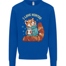 Red Panda Bear I Love Winter Kids Sweatshirt Jumper Royal Blue