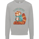 Red Panda Bear I Love Winter Kids Sweatshirt Jumper Sports Grey