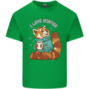 Red Panda Bear I Love Winter Kids T-Shirt Childrens Irish Green