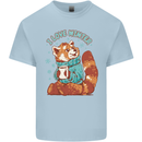 Red Panda Bear I Love Winter Kids T-Shirt Childrens Light Blue