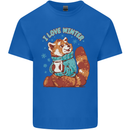 Red Panda Bear I Love Winter Kids T-Shirt Childrens Royal Blue