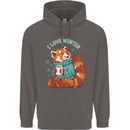 Red Panda Bear I Love Winter Mens 80% Cotton Hoodie Charcoal