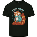 Red Panda Bear I Love Winter Mens Cotton T-Shirt Tee Top Black