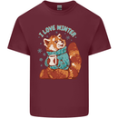 Red Panda Bear I Love Winter Mens Cotton T-Shirt Tee Top Maroon