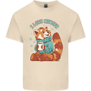 Red Panda Bear I Love Winter Mens Cotton T-Shirt Tee Top Natural