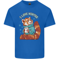 Red Panda Bear I Love Winter Mens Cotton T-Shirt Tee Top Royal Blue