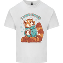 Red Panda Bear I Love Winter Mens Cotton T-Shirt Tee Top White
