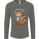 Red Panda Bear I Love Winter Mens Long Sleeve T-Shirt Charcoal