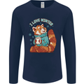 Red Panda Bear I Love Winter Mens Long Sleeve T-Shirt Navy Blue
