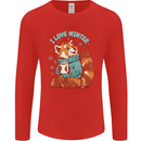 Red Panda Bear I Love Winter Mens Long Sleeve T-Shirt Red