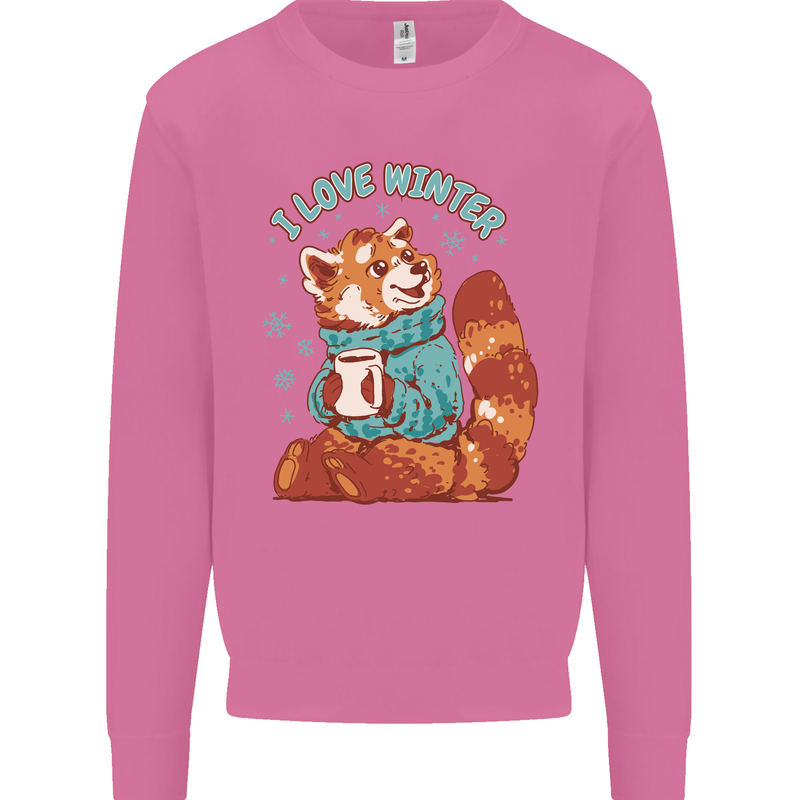 Red Panda Bear I Love Winter Mens Sweatshirt Jumper Azalea