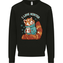 Red Panda Bear I Love Winter Mens Sweatshirt Jumper Black