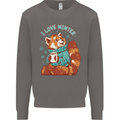 Red Panda Bear I Love Winter Mens Sweatshirt Jumper Charcoal