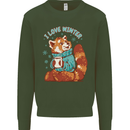 Red Panda Bear I Love Winter Mens Sweatshirt Jumper Forest Green
