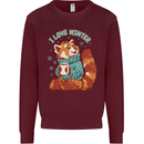Red Panda Bear I Love Winter Mens Sweatshirt Jumper Maroon