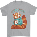 Red Panda Bear I Love Winter Mens T-Shirt 100% Cotton Sports Grey