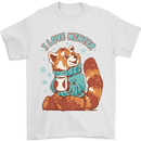 Red Panda Bear I Love Winter Mens T-Shirt 100% Cotton White