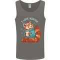Red Panda Bear I Love Winter Mens Vest Tank Top Charcoal