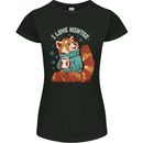 Red Panda Bear I Love Winter Womens Petite Cut T-Shirt Black