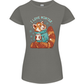Red Panda Bear I Love Winter Womens Petite Cut T-Shirt Charcoal