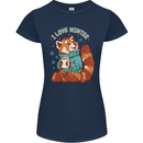 Red Panda Bear I Love Winter Womens Petite Cut T-Shirt Navy Blue