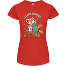 Red Panda Bear I Love Winter Womens Petite Cut T-Shirt Red