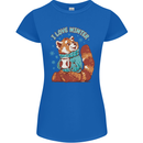 Red Panda Bear I Love Winter Womens Petite Cut T-Shirt Royal Blue