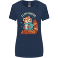 Red Panda Bear I Love Winter Womens Wider Cut T-Shirt Navy Blue