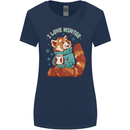 Red Panda Bear I Love Winter Womens Wider Cut T-Shirt Navy Blue